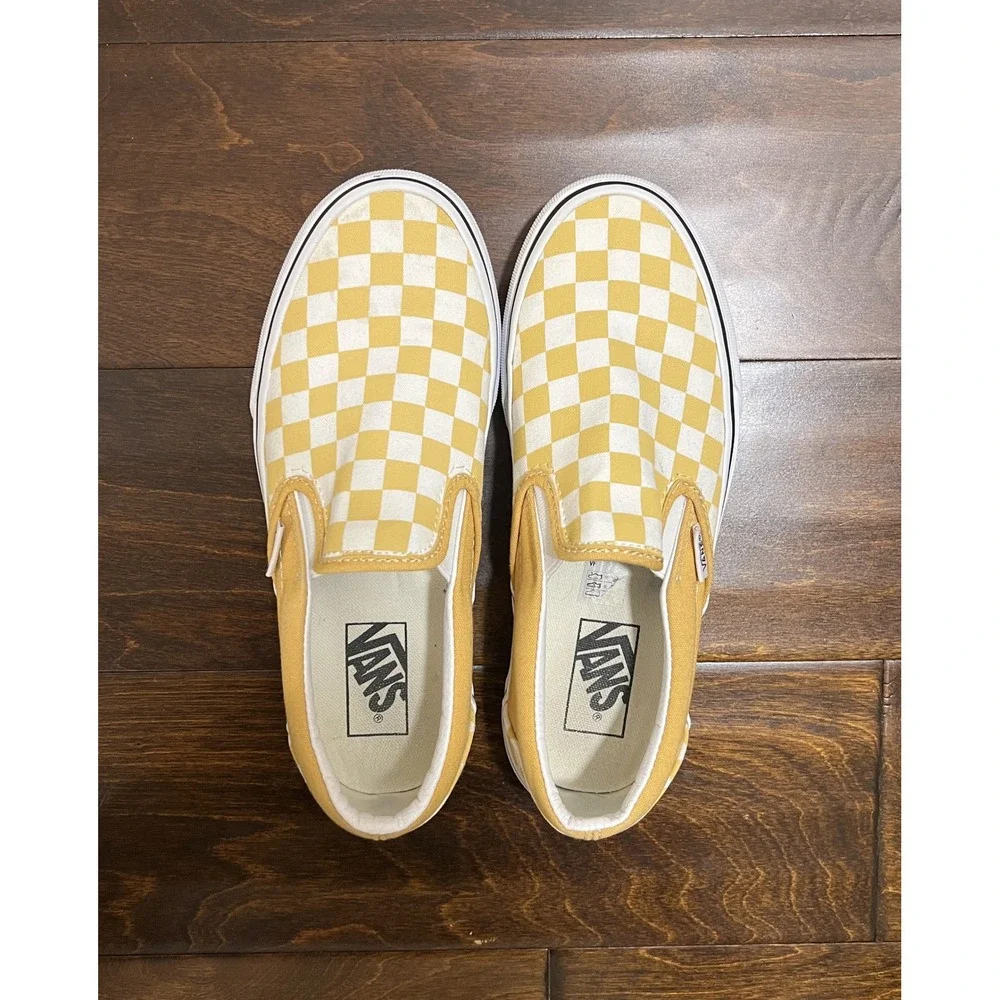 West Coast Skatercore VANS Checkerboard Slip-on Shoes Yellow/White Unisex